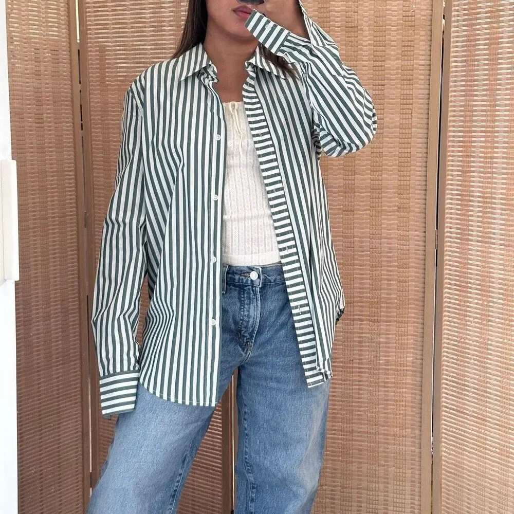 NWT solid and striped button down - Picture 2 of 7